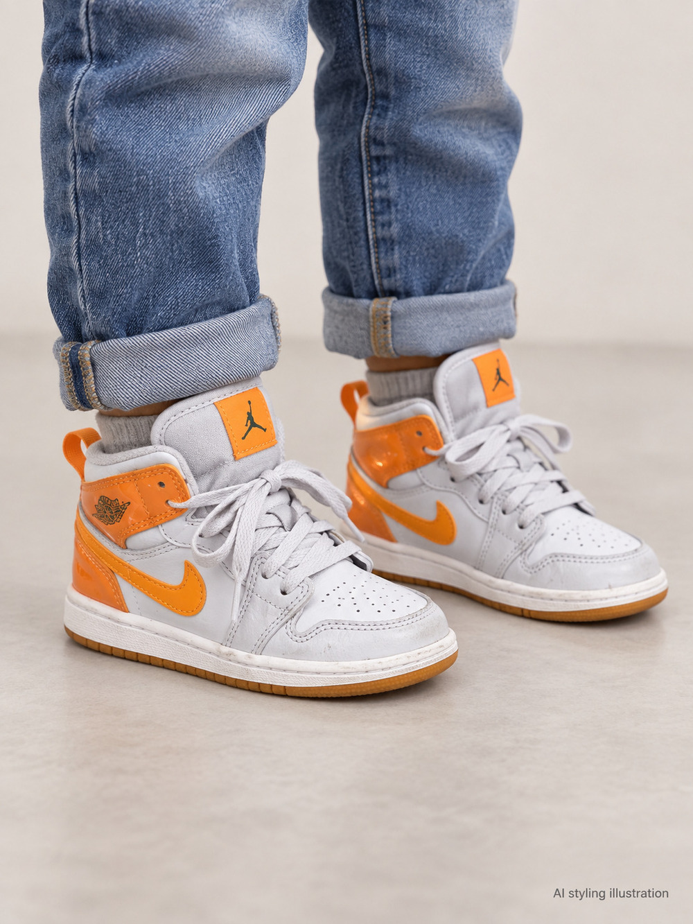 Jordan 1 Mid SE Gatorade Orange Grey Toddler Sneakers 9C